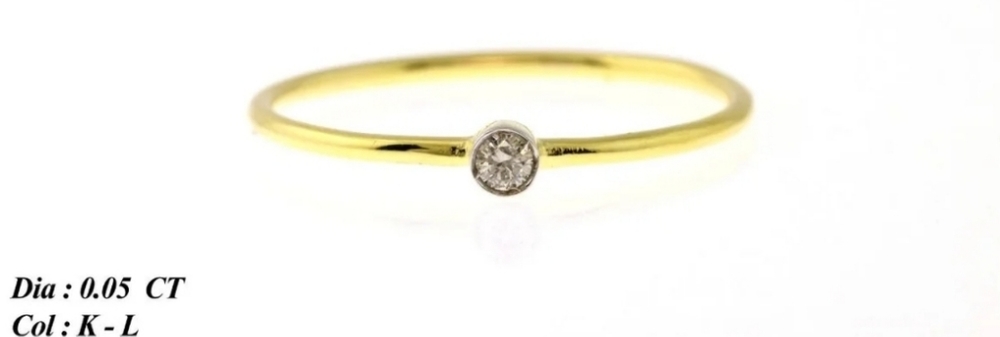 solid gold real diamond stackable ring 1 pc - Picture 3 of 4